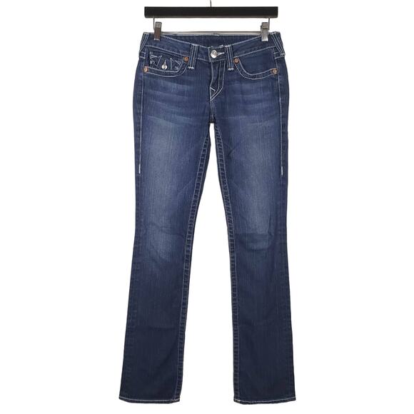 True Religion Low Rise Billy Jeans Contrast Stitch Blue - 27 - Picture 1 of 6